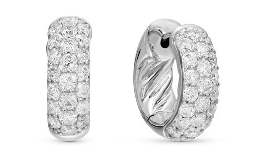 DY Mercer&trade; Micro Hoop Earrings in Sterling Silver with Diamonds, 13.5mm