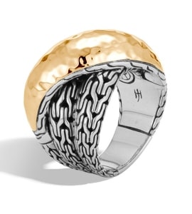 A textured fashion ring from John Hardy is crafted from sterling silver.