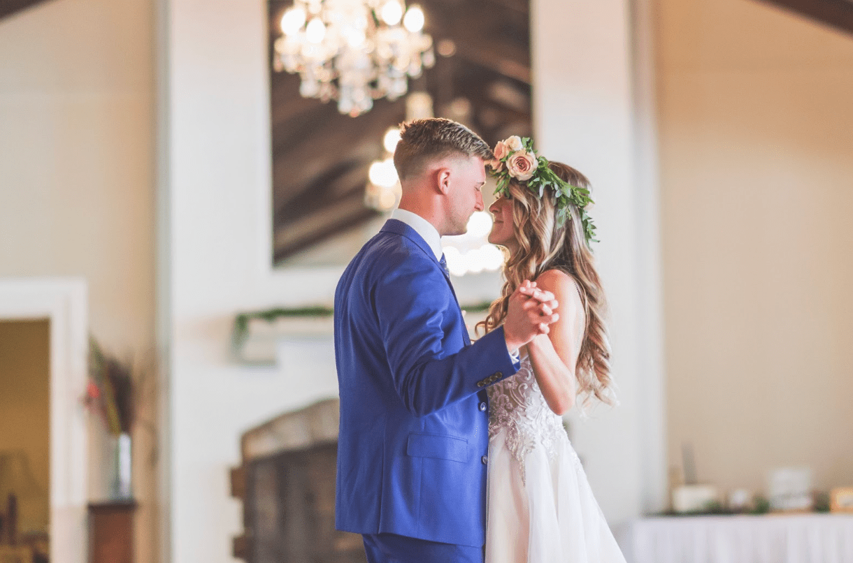 Bride and Groom Embracing
